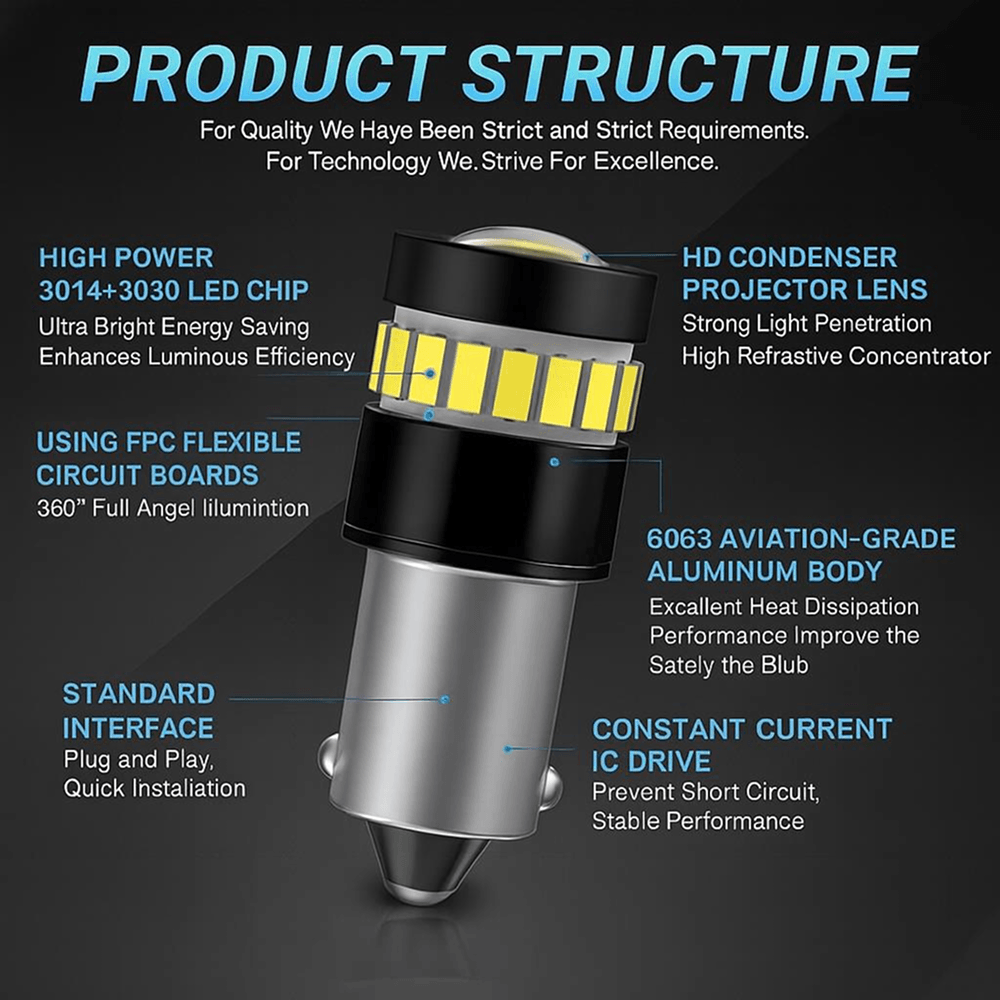 Bec LED Alb Rece soclu BA9S H10W 9W Canbus DC12-48V pentru Numar Inmatriculare Interior si Plafoniera Auto fara eroare - imagine 15